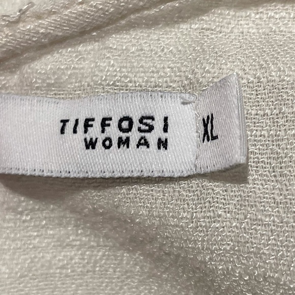 Tiffosi cream sleeveless crepe fabric ruffle accent bohemian top extra large - Picture 10 of 12